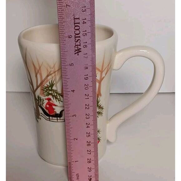 2 Hallmark Christmas Mugs Santa Reindeer Watching Tea Coffee Cup 16 oz - Picture 7 of 16